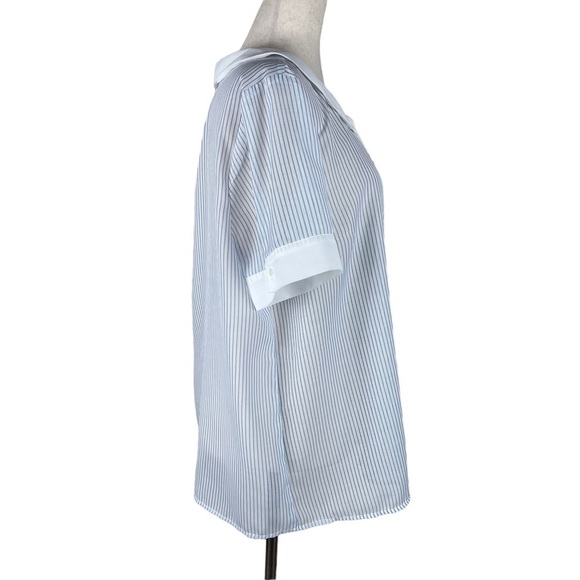 ModCloth White/Blue Striped Button Down Blouse - Picture 3 of 8
